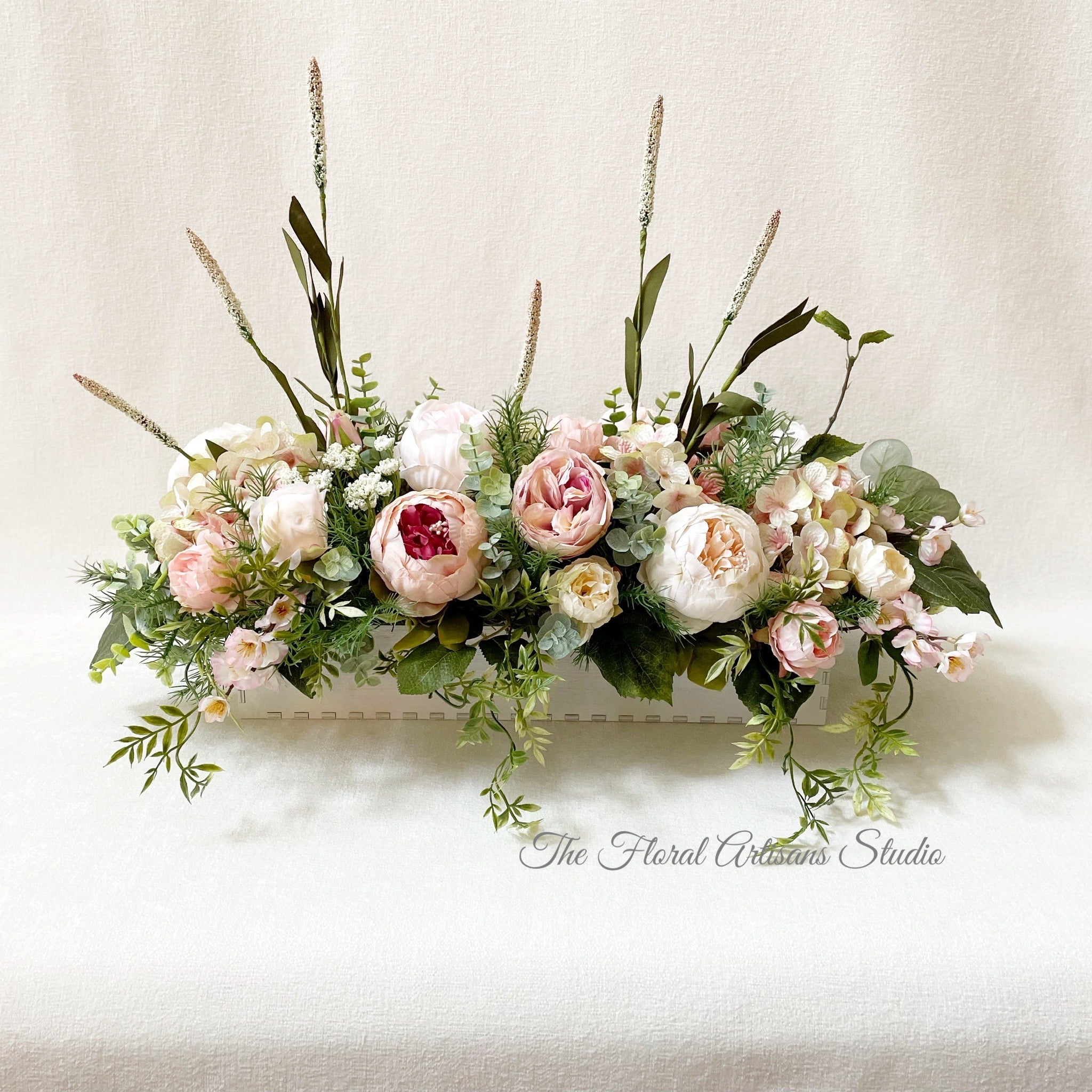 Large Blush, Light Peach, White, Cream Faux Floral Arrangement