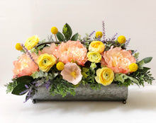 Load image into Gallery viewer, Spring Peach, Yellow Faux Floral Arrangement
