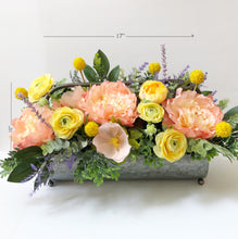 Load image into Gallery viewer, Spring Peach, Yellow Faux Floral Arrangement
