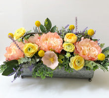 Load image into Gallery viewer, Spring Peach, Yellow Faux Floral Arrangement
