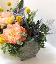 Load image into Gallery viewer, Spring Peach, Yellow Faux Floral Arrangement
