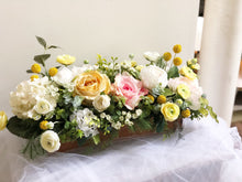 Load image into Gallery viewer, Large  Blush, Yellow, Light Peach, Whites, Cream Faux Floral Arrangement
