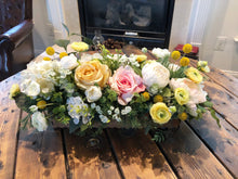 Load image into Gallery viewer, Large  Blush, Yellow, Light Peach, Whites, Cream Faux Floral Arrangement
