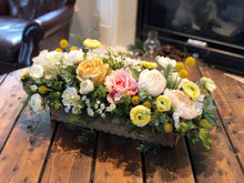 Load image into Gallery viewer, Large  Blush, Yellow, Light Peach, Whites, Cream Faux Floral Arrangement
