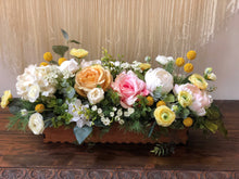 Load image into Gallery viewer, Large  Blush, Yellow, Light Peach, Whites, Cream Faux Floral Arrangement
