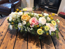 Load image into Gallery viewer, Large  Blush, Yellow, Light Peach, Whites, Cream Faux Floral Arrangement
