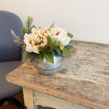 Load image into Gallery viewer, Farmhouse Style Christmas Floral Arrangement | Christmas Office Decor | Small Winter Floral Arrangement
