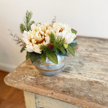 Load image into Gallery viewer, Farmhouse Style Christmas Floral Arrangement | Christmas Office Decor | Small Winter Floral Arrangement
