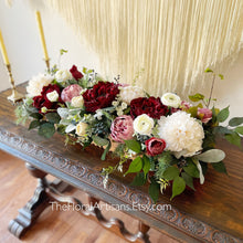 Load image into Gallery viewer, 27” Burgundy/Mauve/ Cream Faux Arrangement | Premium Faux Floral Arrangement | Wedding Flowers - Wedding Floral Centerpiece
