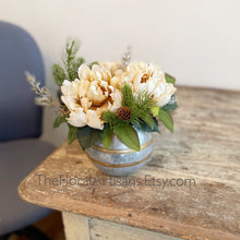 Load image into Gallery viewer, Farmhouse Style Christmas Floral Arrangement | Christmas Office Decor | Small Winter Floral Arrangement
