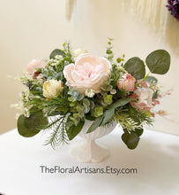 Load image into Gallery viewer, Garden Style Floral Arrangement | Soft Pink Floral Arrangement | Blush Floral Centerpiece | Blush Wedding Floral Centerpiece
