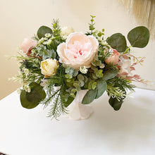 Load image into Gallery viewer, Garden Style Floral Arrangement | Soft Pink Floral Arrangement | Blush Floral Centerpiece | Blush Wedding Floral Centerpiece
