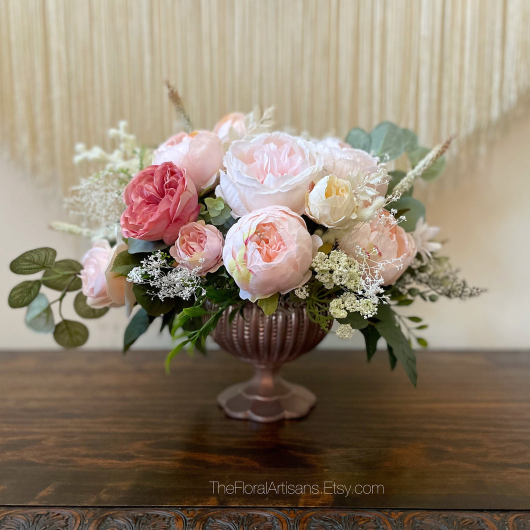 Blush/ Pink Roses Floral Arrangement - Garden Style