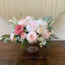 Load image into Gallery viewer, Blush/ Pink Roses Floral Arrangement - Garden Style
